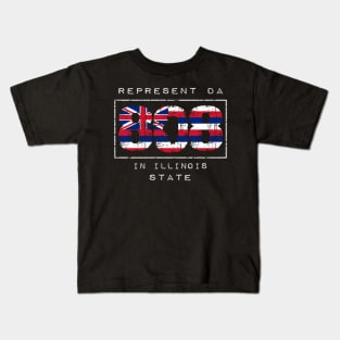 Rep Da 808 in Illinois State by Hawaii Nei All Day Kids T-Shirt